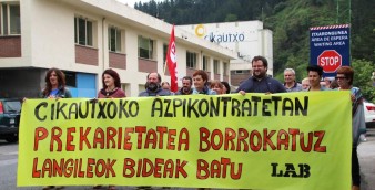 Azpikontratetako langileak, Cicautxo parean egindako agerraldian.