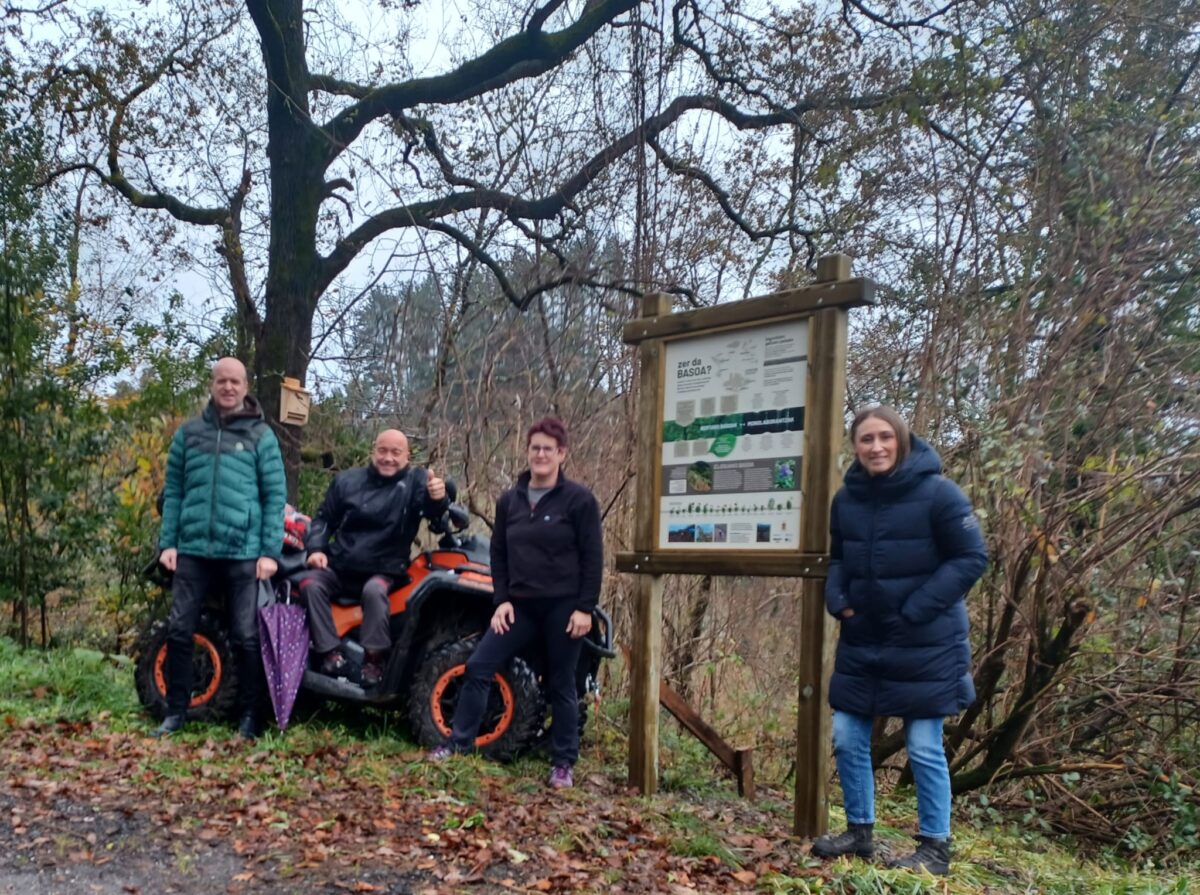 Ziortza-Bolibarko Elosuko basoan zuhaitz autoktonoak landatu dituzte eta informazio panela jarri dute. Argazkia: Ziortza-Bolibarko Udala.