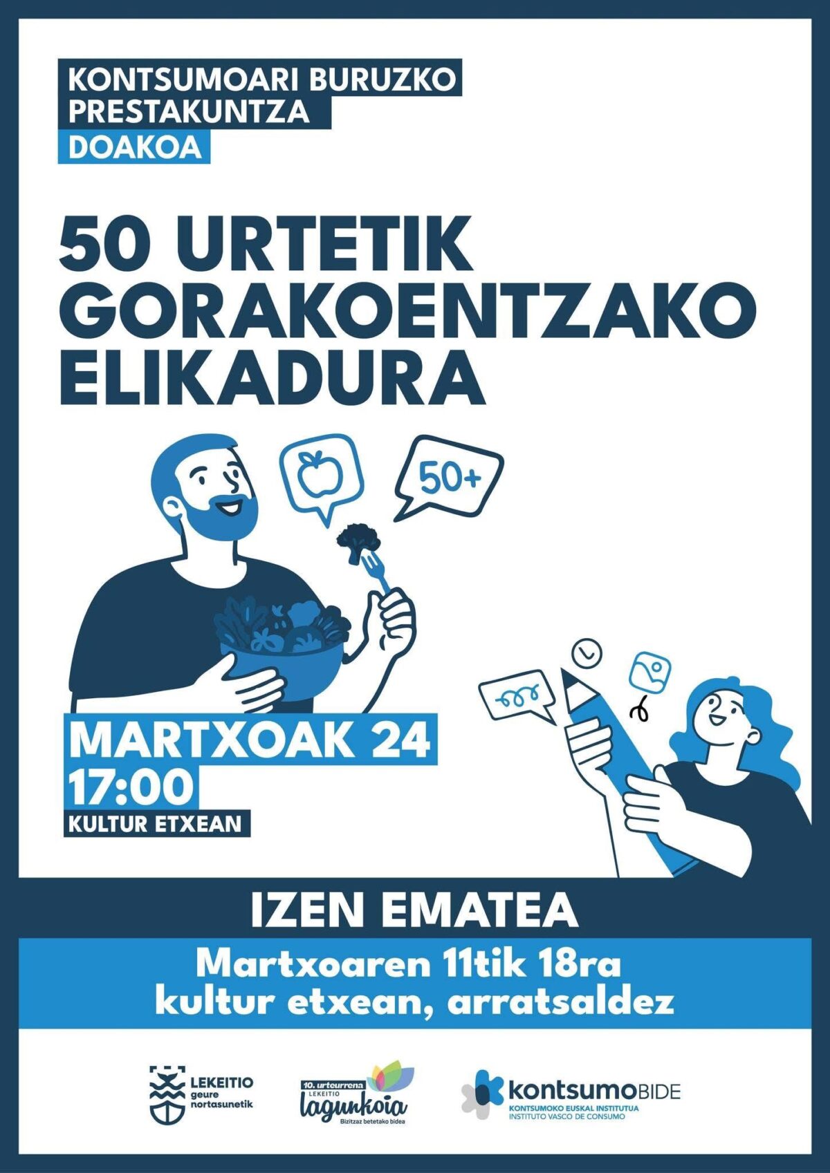 50 urtetik gorakoentzako elikadurari buruzko doako hitzaldia